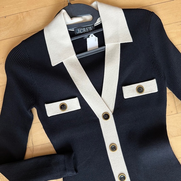 J.Crew Black /white Ribknit dress, XXS, GD1219 - Picture 4 of 5